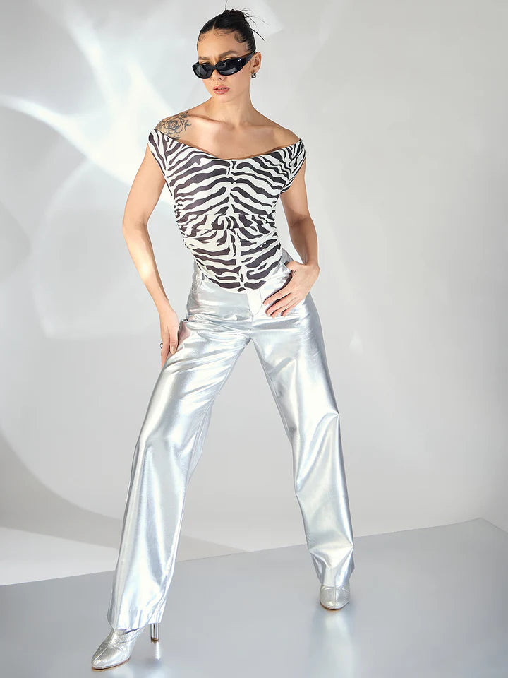 Women’s Zebra Print Sleeveless Cowl Neck Top – Trendy Festival Tank Blouse